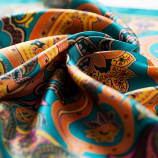 Silk Scarf S Stylish Paisley Pine Green