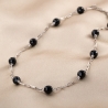 Choker argint cu agate negre, lantisor culisant