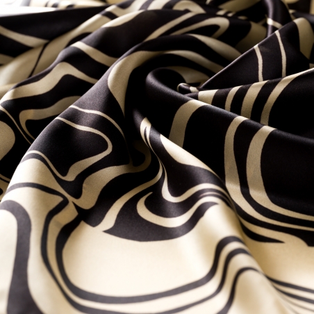 Silk Scarf Mes Amours Black & Ivoire