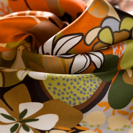 Silk Scarf S twill Ohana Flowers Autumn