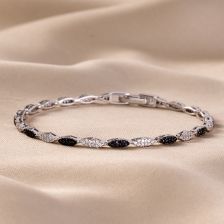 Sterling Silver Bracelet All The Time Black & White zirconia