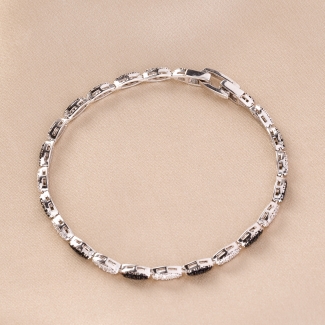 Sterling Silver Bracelet All The Time Black & White zirconia