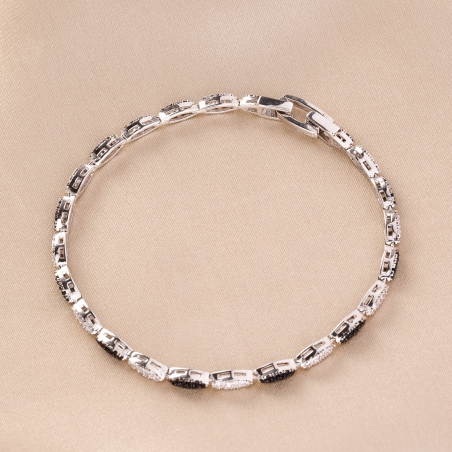 Sterling Silver Bracelet All The Time Black & White zirconia