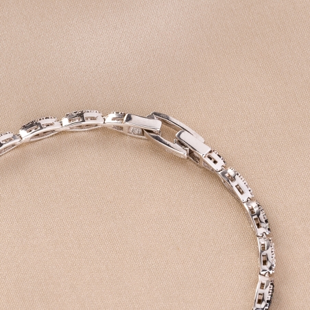 Sterling Silver Bracelet All The Time Black & White zirconia