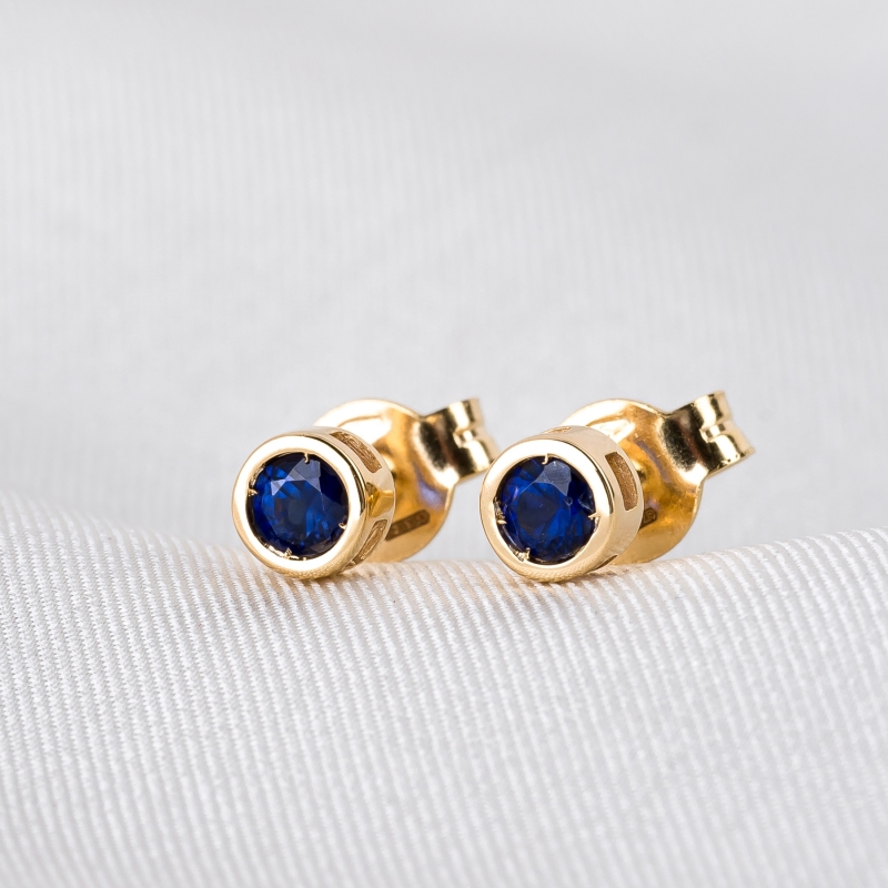 14K Gold Earrings Minimal Iconic Sapphire