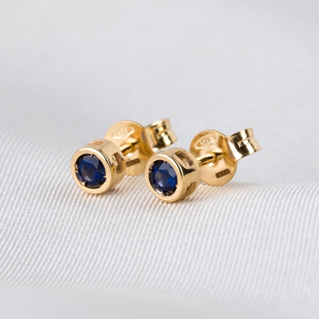 14K Gold Earrings Minimal Iconic Sapphire