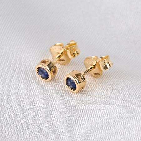 14K Gold Earrings Minimal Iconic Sapphire