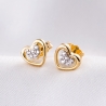 14K Gold Earrings Into My Heart zirconia