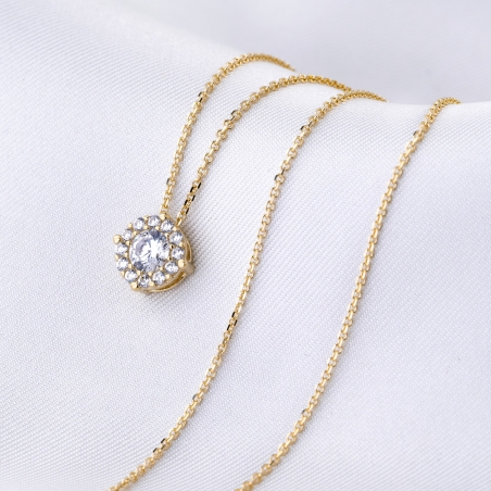 14K Gold Necklace I Feel Sunny zirconia