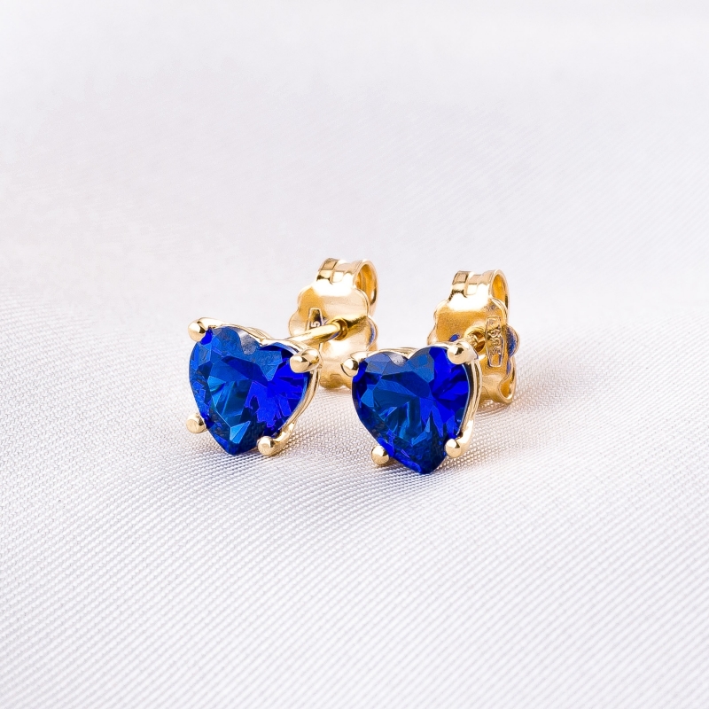 14K Gold Earrings Tanzanite Heart zirconia