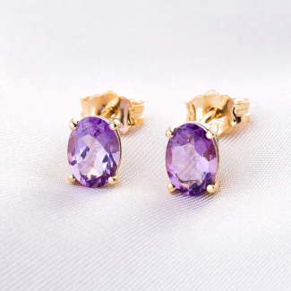 14K Gold Earrings Classy Amethyst