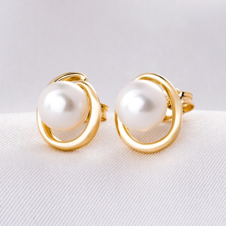 14K Gold Earrings Dare for More White Pearl