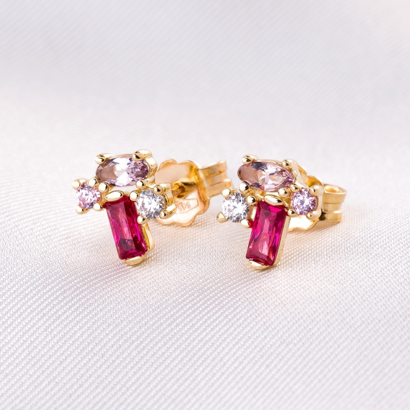 14K Gold Earrings Blooming Spring zirconia