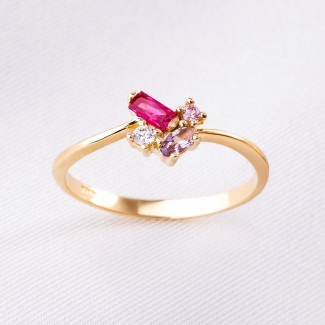 14K Gold Ring Blooming Spring zirconia