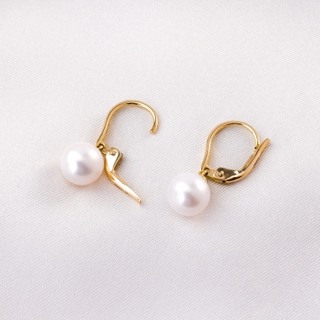 Cercei aur 14K Midday Elegance White Pearl