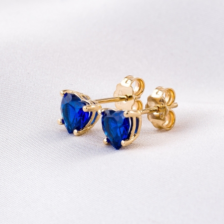 14K Gold Earrings Tanzanite Heart zirconia