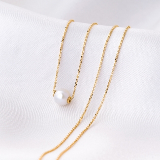 14K Gold Necklace Irresistible Pearl Touch