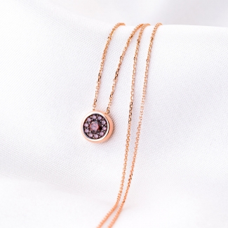 14K Pink Gold Necklace New Love zirconia