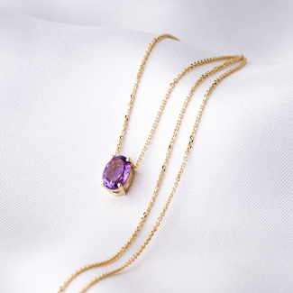 14K Gold Necklace Classy Amethyst