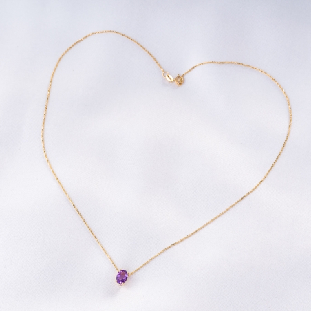 14K Gold Necklace Classy Amethyst