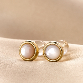 Sterling Silver Earrings Minimal White Moon sidef gold