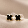 Sterling Silver Earrings Black Iconic Design gold