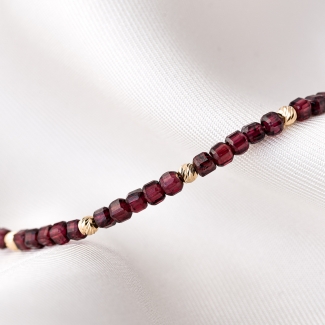 Garnet bracelet 10 with charms 14K gold