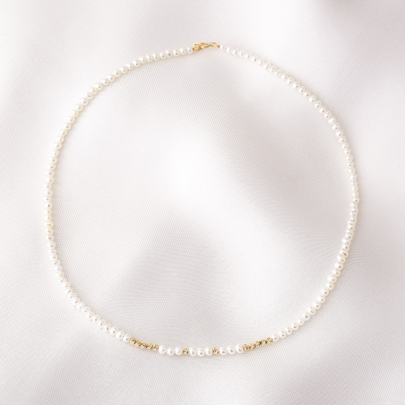 Guilty Glam Necklace white pearls, 14K gold charms