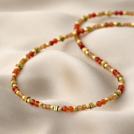 Gold Silver Necklace In love with carnelian and orange garnet