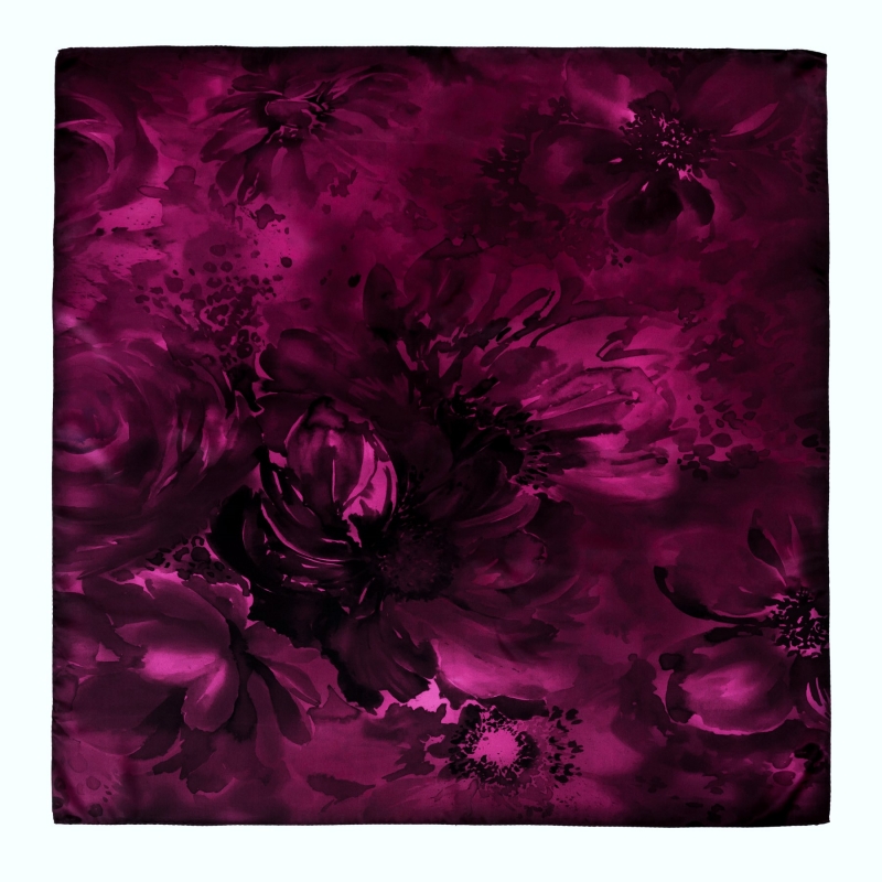 Esarfa matase Shadows Roses magenta fucsia