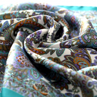 Silk Scarf S twill Chansons de Provance Teal Green