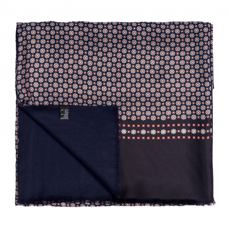 Wool and Silk scarf Uomo Turin dark navy, blue ciel