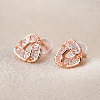 Sterling Pink Silver Earrings Love Twisted Knot zirconia