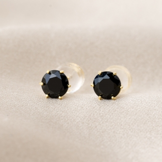 Sterling Silver Earrings Minimal Black Touch gold