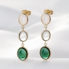 Cercei aur 14K Evergreen Love turmalina verde, prasiolit, jad alb