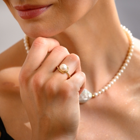 Inel aur 14K Dare for More White Pearl