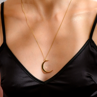 Sterling Silver Necklace Moon gold