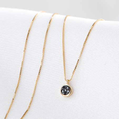 14K Gold Necklace Black Iconic Solitaire