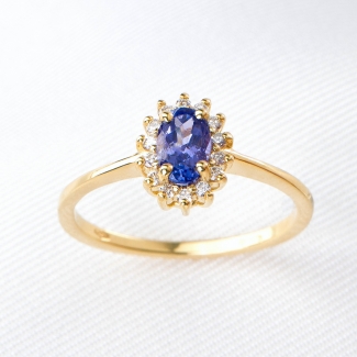 Inel aur 14K Timeless Blue cu tanzanit natural si diamante