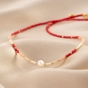 Cool Touch Miyuki Necklace corail with pearl