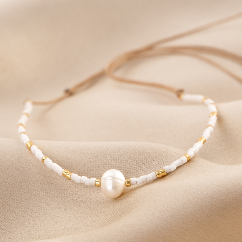 Cool Touch Miyuki Neckace white with pearl