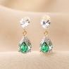 Sterling Silver Earrings Exquisite Frosted Emerald zirconia gold