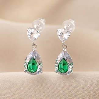 Sterling Silver Earrings Exquisite Frosted Emerald zirconia