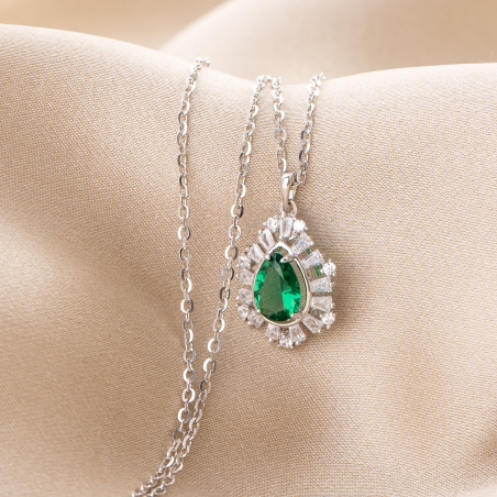 Colier argint Beauty Lights of Emerald zirconia