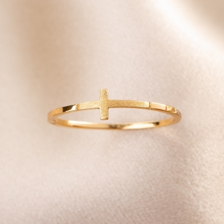 Sterling Silver Ring Cross gold