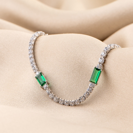 Bratara argint Tennis Emerald Signature zirconia