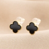 Sterling Silver Earrings Iconic Onix Clover gold