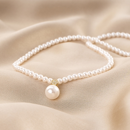 Sterling Silver Necklace Sparkling Pearl