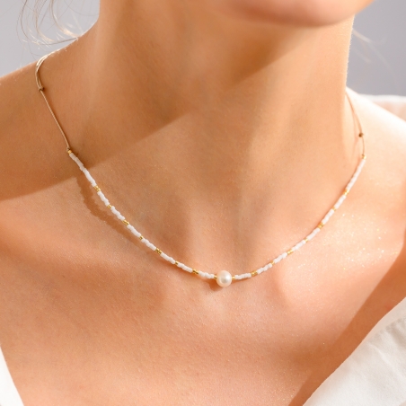 Cool Touch Miyuki Neckace white with pearl