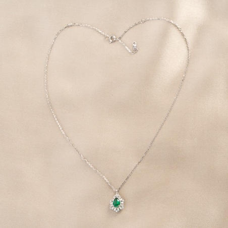 Sterling Silver Necklace Beauty Lights of Emerald zirconia